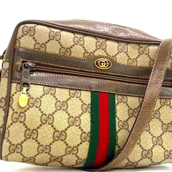 Gucci Handbags - Authen Gucci plus  Sherry Line GG Pattern PVC x Leather Shoulder Bag/cross body